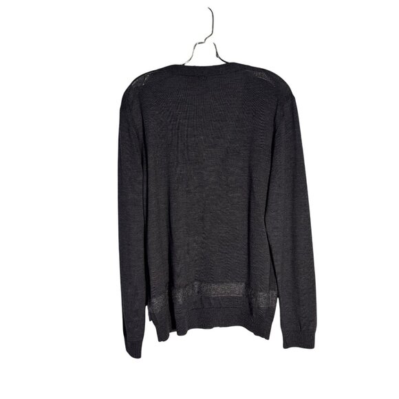 Hugo Boss Slim Fit Charcoal Gray Extrafine Merino Wool Cardigan Sweater Size Med - Picture 4 of 11